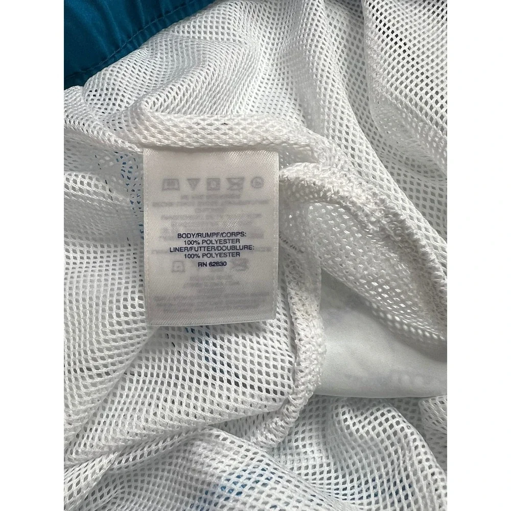 Lands End Swim Trunks Mens XXL Blue Teal Starburst Cargo Pocket Nautical Summer